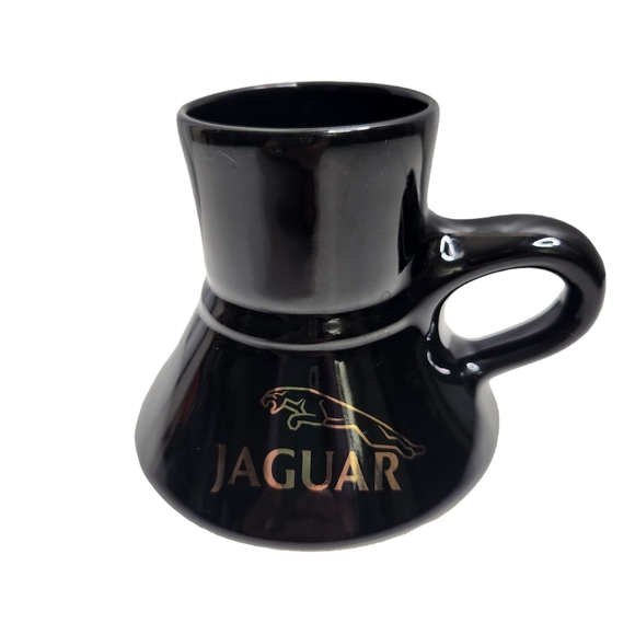 Jaguar Coffee Mug Automotive Black Gold Anti Skid Leaping Logo Cars - Picture 1 of 5